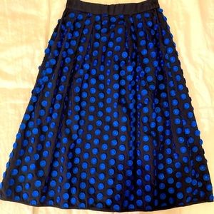 J. Crew Womens Black Blue Polka Dot 100% Cotton Casual A-Line Skirt Size 4
